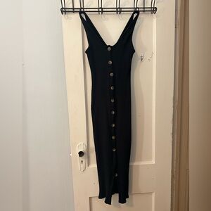 Black ribbed button up dress